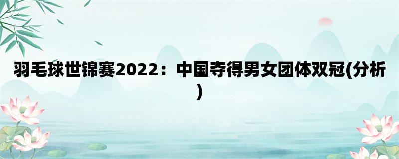 羽毛球世锦赛2022：中国