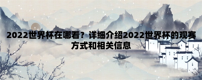 2022世界杯在哪看？详细介绍2022世界杯的观赛方式和相关信息