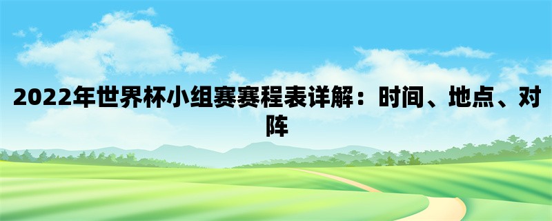 2022年世界杯小组赛赛程表详解：时间、地点、对阵