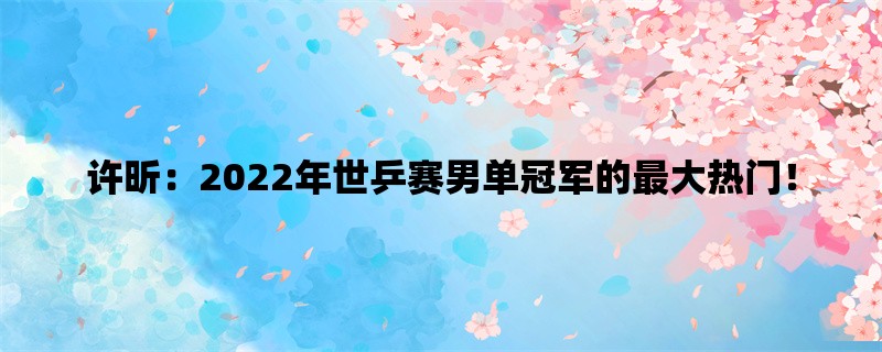 许昕：2022年世乒赛男单冠军的最大热门！