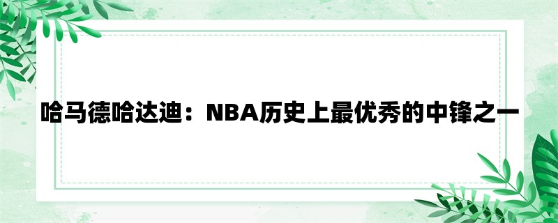 哈马德哈达迪：NBA历史上