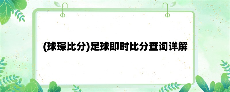 (球琛比分)足球即时比分查询详解