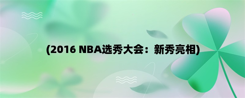 (2016 NBA选秀大会：新秀亮