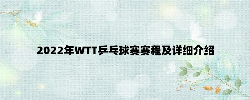 2022年WTT乒乓球赛赛程及详细介绍