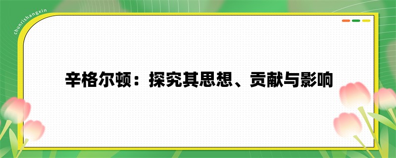 辛格尔顿：探究其思想、贡献与影响