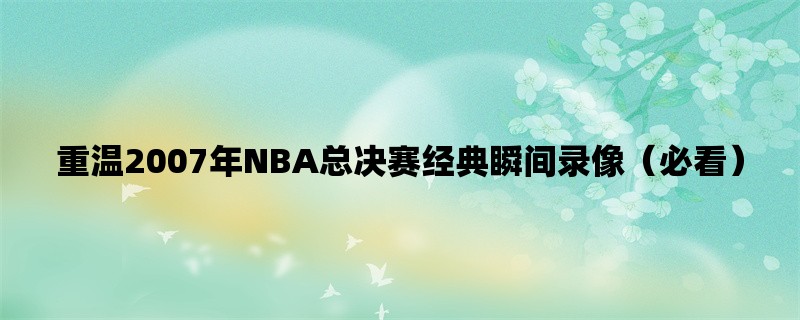 重温2007年NBA总决赛经典