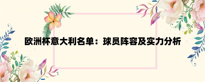 欧洲杯意大利名单：球员阵容及实力分析