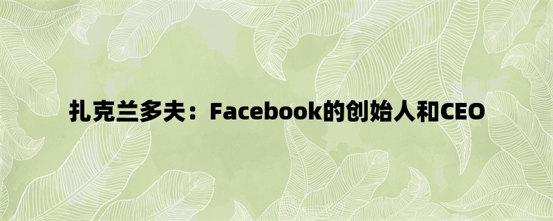 扎克兰多夫：Facebook的创始人和CEO