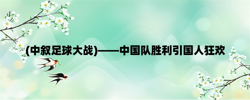 (中叙足球大战)，中国队胜利引国人狂欢