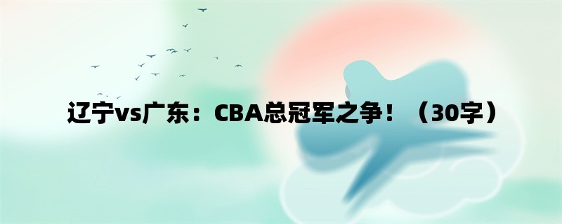 辽宁vs广东：CBA总冠军之