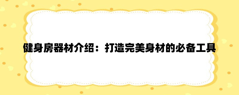 健身房器材介绍：打造完美身材的必备工具