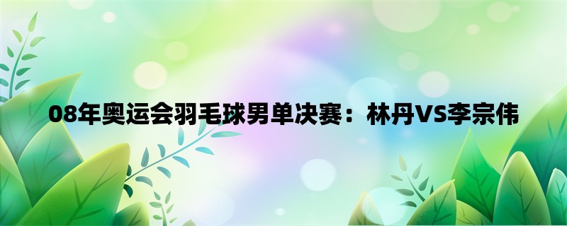 08年奥运会羽毛球男单决赛：林丹VS李宗伟