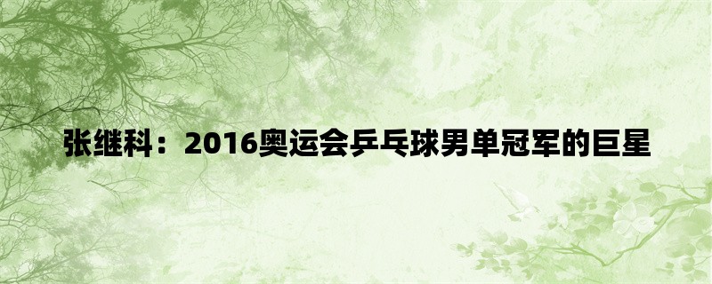 张继科：2016奥运会乒乓球男单冠军的巨星