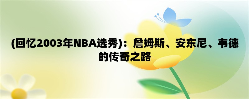 (回忆2003年NBA选秀)：詹姆