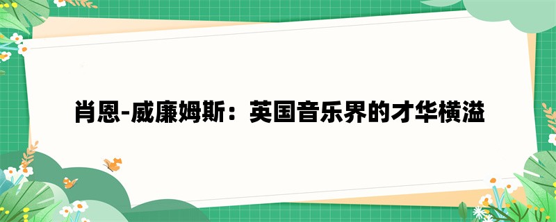 肖恩-威廉姆斯：英国音