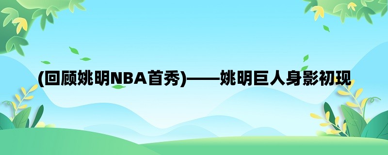 (回顾姚明NBA首秀)，姚明巨人身影初现