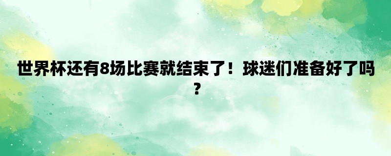 世界杯还有8场比赛就结束了！球迷们准备好了吗？