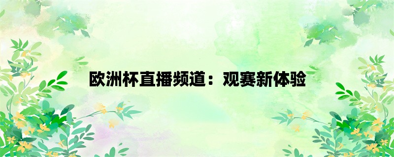 欧洲杯直播频道：观赛新