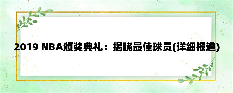 2019 NBA颁奖典礼：揭晓最佳球员(详细报道)