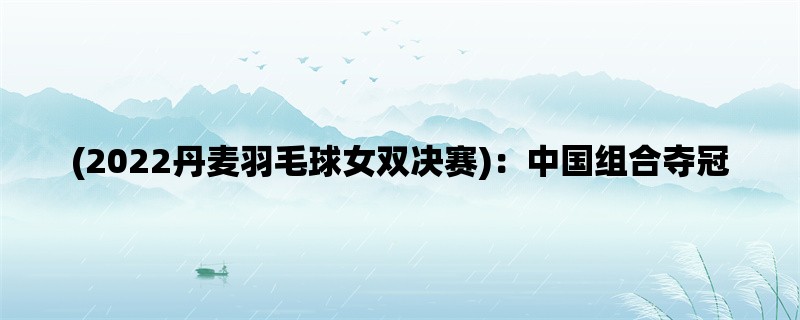 (2022丹麦羽毛球女双决赛)：中国组合夺冠