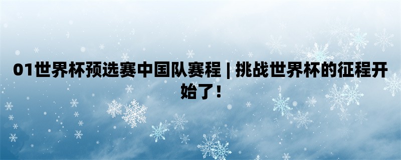 01世界杯预选赛中国队赛程 | 挑战世界杯的征程开始了！