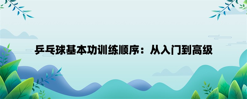 乒乓球基本功训练顺序：从入门到高级