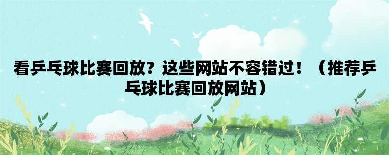 看乒乓球比赛回放？这些网站不容错过！（推荐乒乓球比赛回放网站）