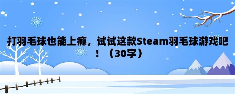 打羽毛球也能上瘾，试试这款Steam羽毛球游戏吧！