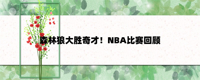 森林狼大胜奇才！NBA比赛回顾