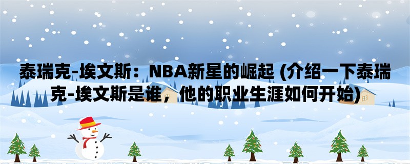 泰瑞克-埃文斯：NBA新星