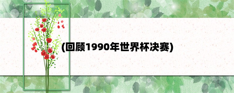 (回顾1990年世界杯决赛