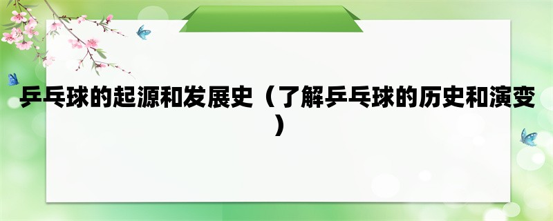 乒乓球的起源和发展史（