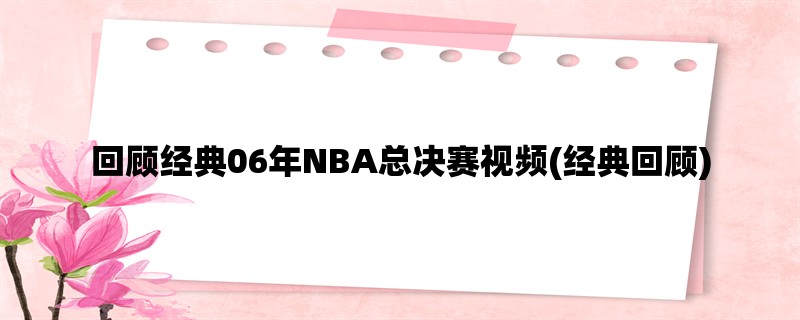 回顾经典06年NBA总决赛视频(经典回顾)