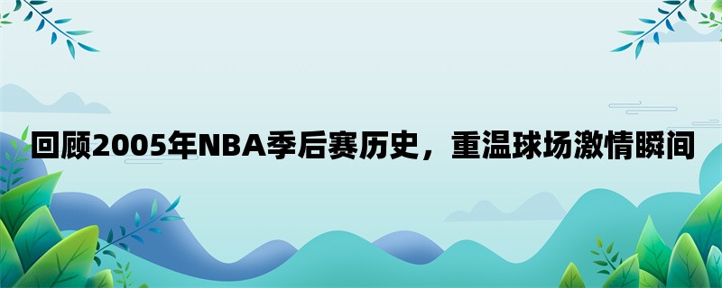 回顾2005年NBA季后赛历史，重温球场激情瞬间