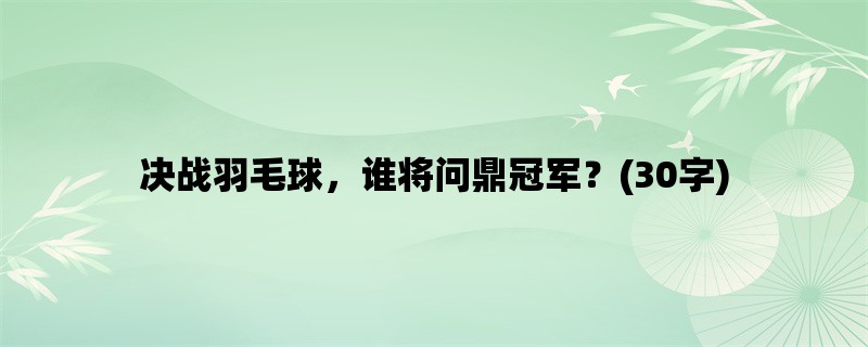 决战羽毛球，谁将问鼎冠军？