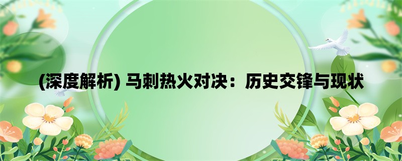 (深度解析) 马刺热火对决：历史交锋与现状