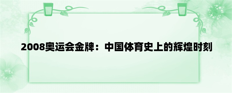 2008奥运会金牌：中国体