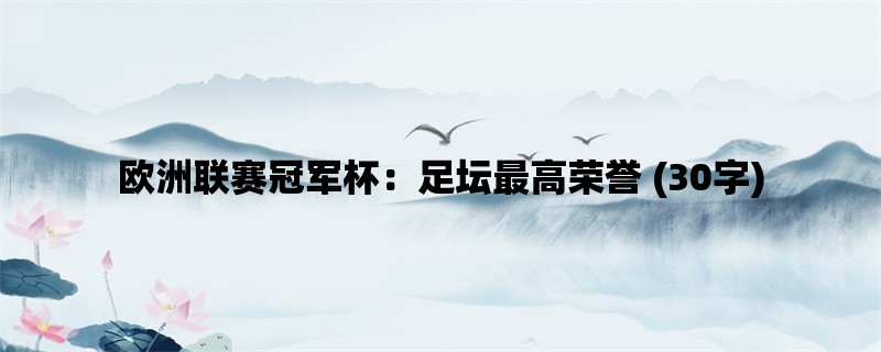 欧洲联赛冠军杯：足坛最高荣誉 