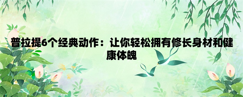 普拉提6个经典动作：让你轻松拥有修长身材和健康体魄