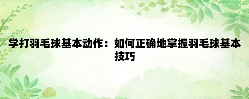 学打羽毛球基本动作：如何正确地掌握羽毛球基本技巧