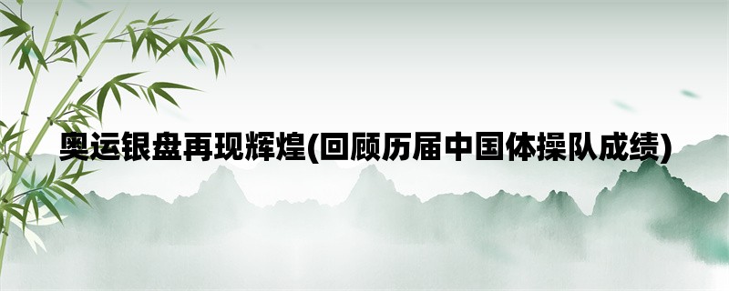 奥运银盘再现辉煌(回顾