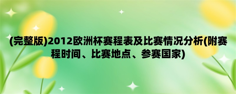 (完整版)2012欧洲杯赛程表及比赛情况分析(附赛程时间、比赛地点、参赛国家)