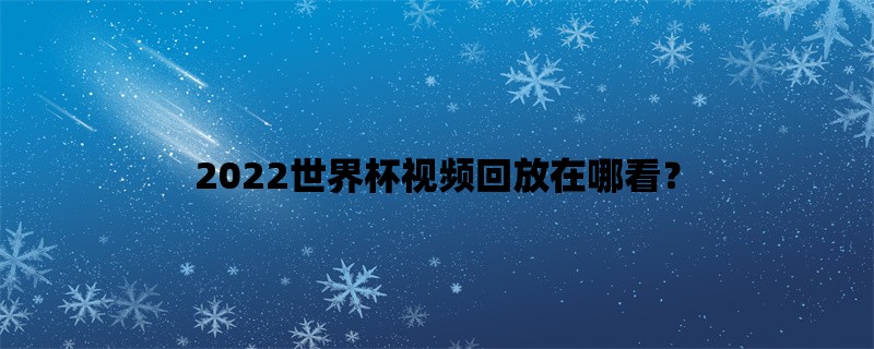 2022世界杯视频回放在哪看？