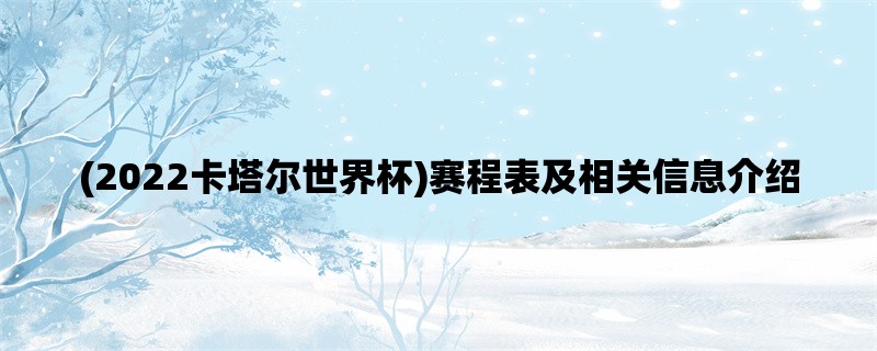 (2022卡塔尔世界杯)赛程表及相关信息介绍