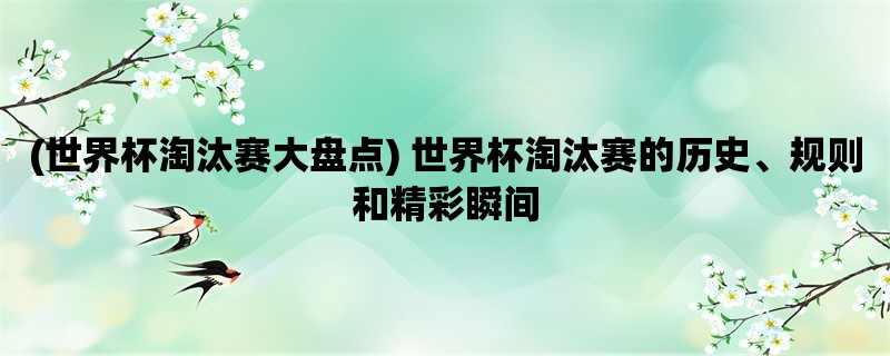 (世界杯淘汰赛大盘点) 世界杯淘汰赛的历史、规则和精彩瞬间