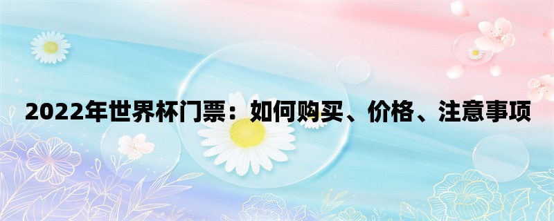 2022年世界杯门票：如何购买、价格、注意事项