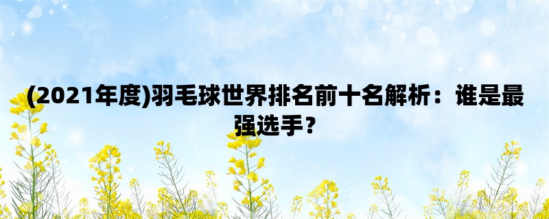 (2021年度)羽毛球世界排名