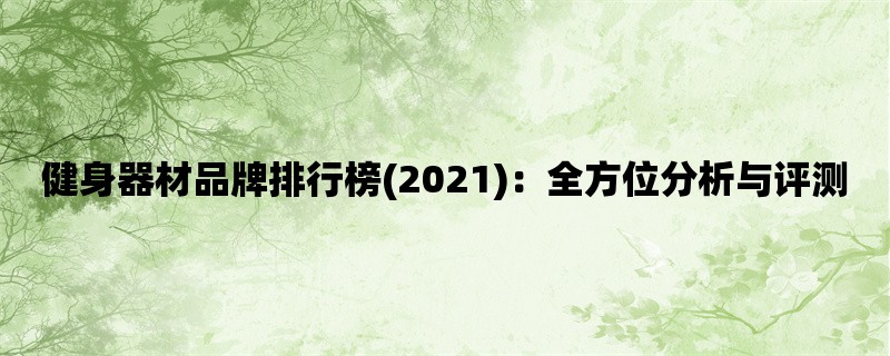 健身器材品牌排行榜(2021)：全方位分析与评测