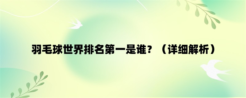 羽毛球世界排名第一是谁