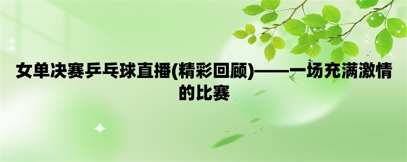 女单决赛乒乓球直播(精彩回顾)，一场充满激情的比赛